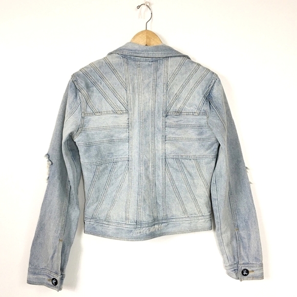 OneTeaspoon 'Rebel Hell' Distressed Denim Jacket Sz4 - Picture 3 of 16